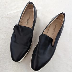 Karl Lagerfeld Black Leather Chain Platforms